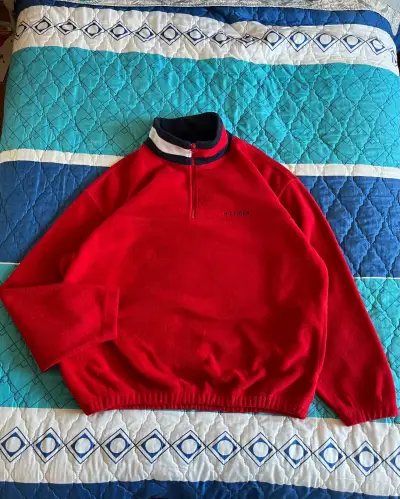 Polerón rojo Tommy Hilfiger con cierre - miniatura 1