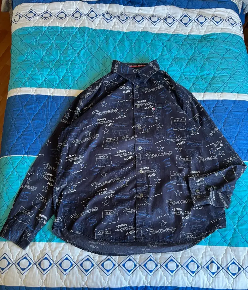 Camisa Tommy Jeans azul con estampado - 1