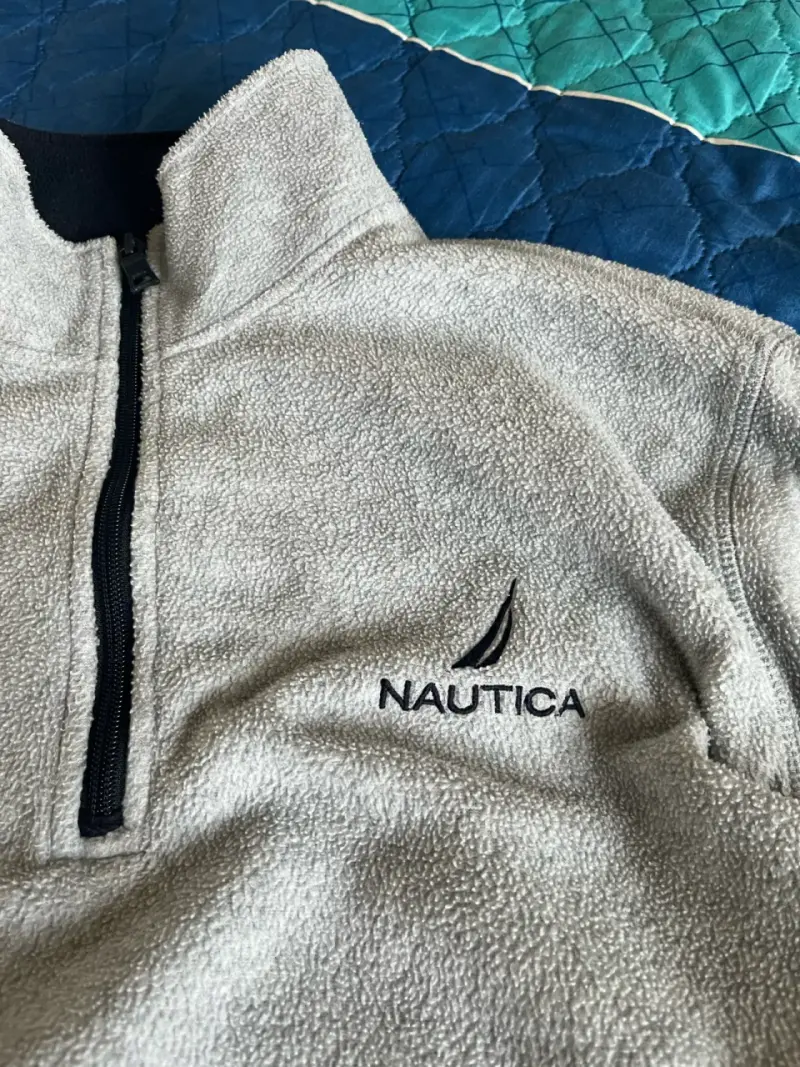 Polerón gris con cierre medio Nautica - 3