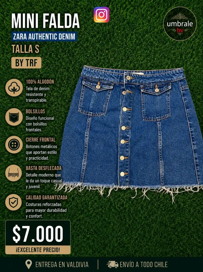 Mini falda de mezclilla Zara TRF talla M - 1