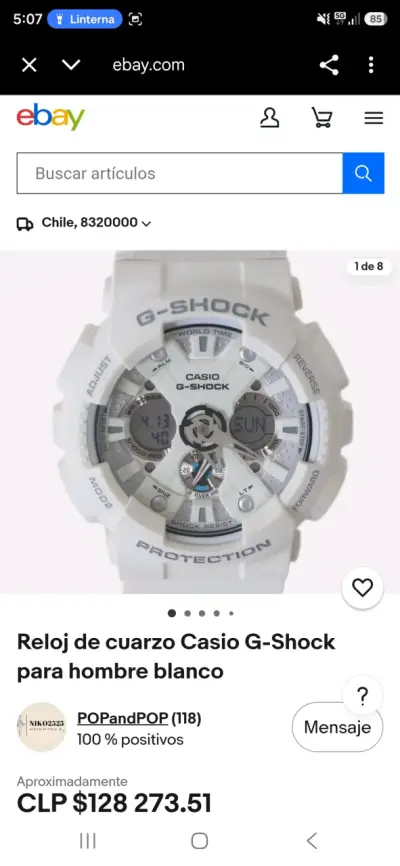 Reloj Casio G-Shock blanco para hombre - miniatura 1