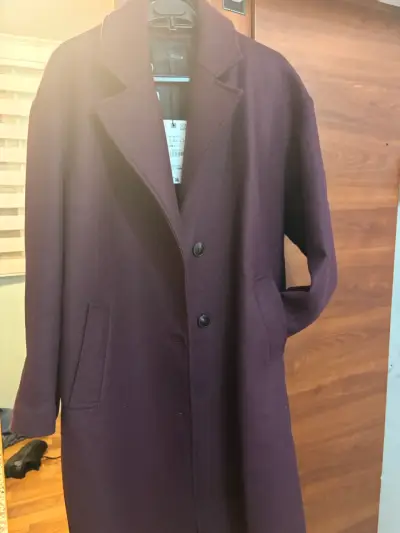 Abrigo largo morado de lana Zara - miniatura 1