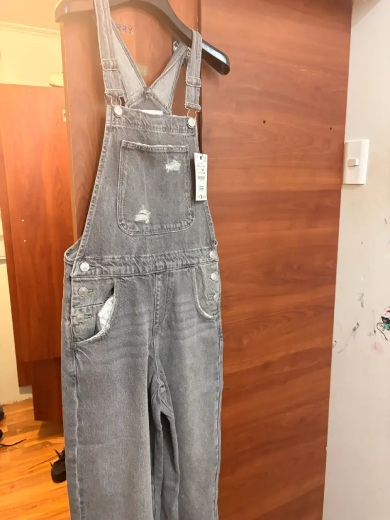 Jardineras de mezclilla gris para niños talla 12/13 - 3