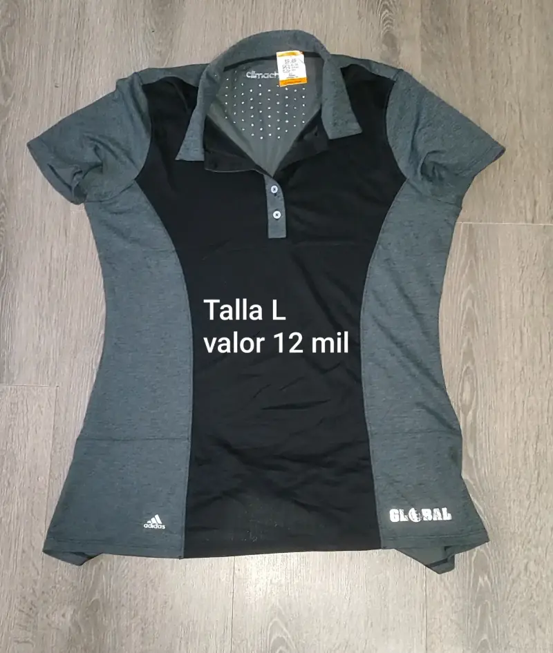 Polera deportiva Adidas Climachill gris y negra - 1