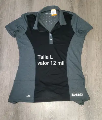 Polera deportiva Adidas Climachill gris y negra - miniatura 1