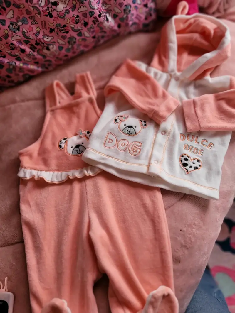Conjunto de ropa para bebé en tonos rosados - 1