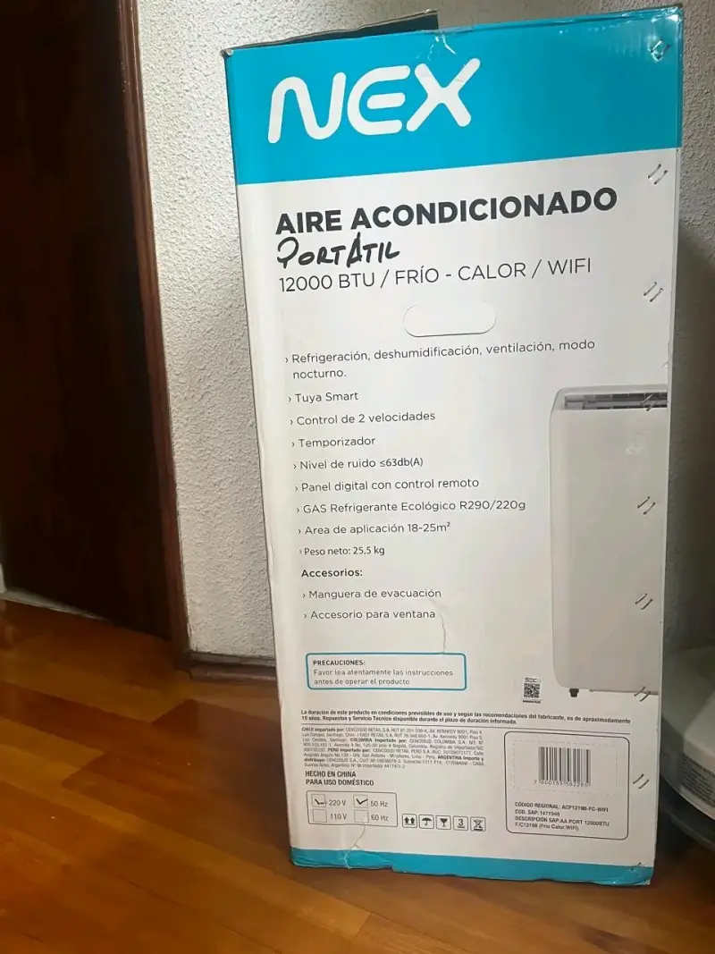 Aire Acondicionado Portátil Nex 12000 BTU Frío Calor