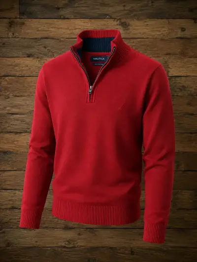 Suéter rojo de hombre Nautica con cierre XXL - miniatura 1