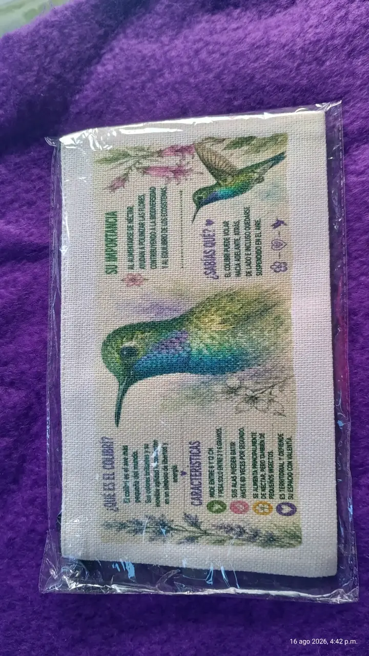 Estuche de tela con diseño de colibrí - 1