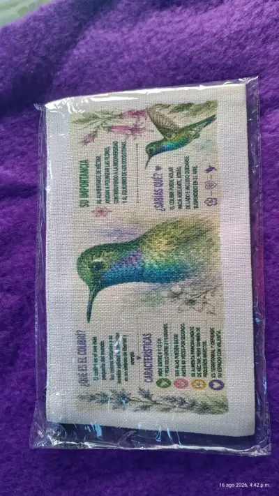Estuche de tela con diseño de colibrí - miniatura 1