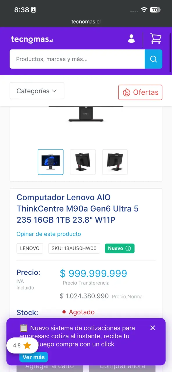 All in one ThinkCentre M90a Gen6 Ultra 23.8 pul - 3