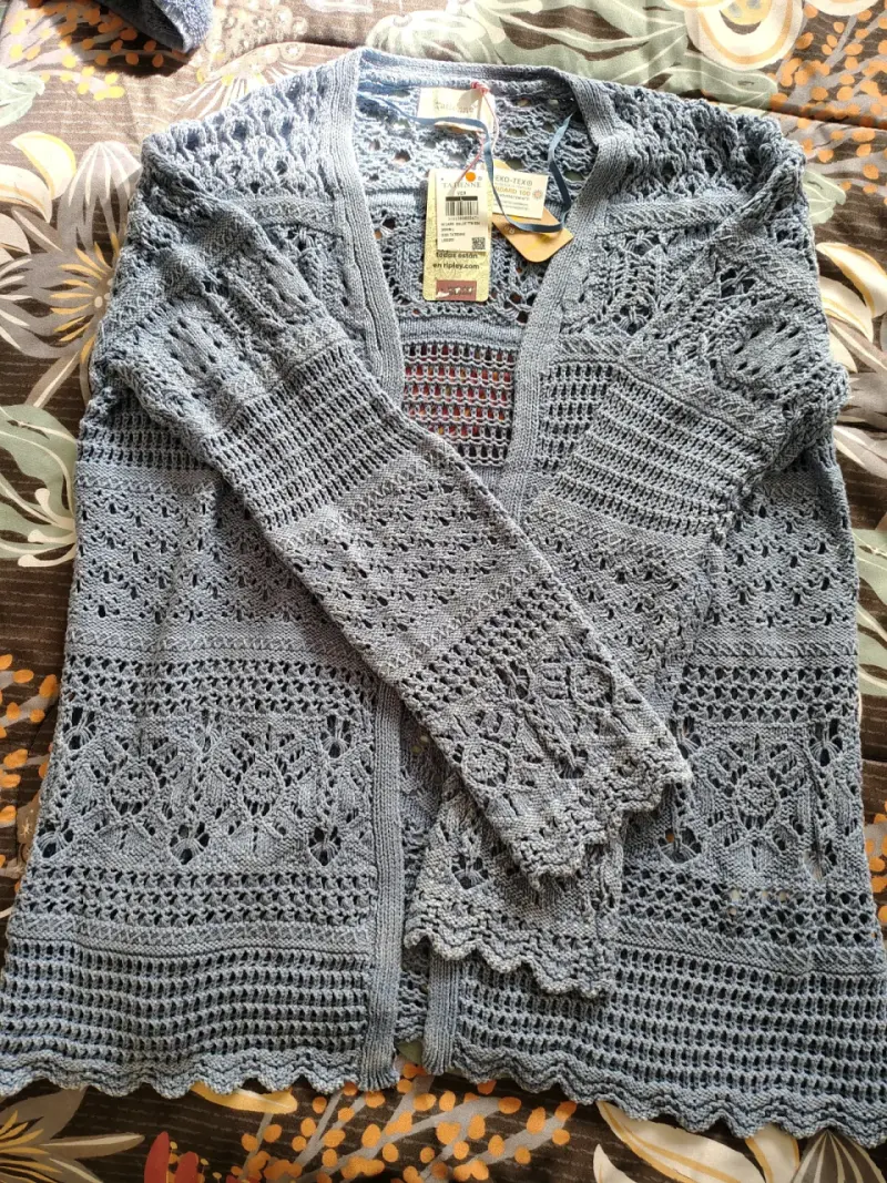 Cardigan de encaje celeste Tatienne - 1