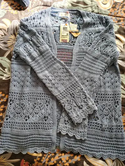 Cardigan de encaje celeste Tatienne - miniatura 1