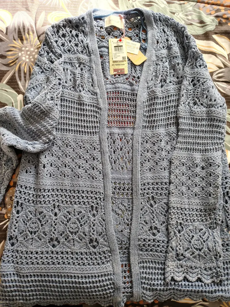 Cardigan de encaje celeste Tatienne - 3