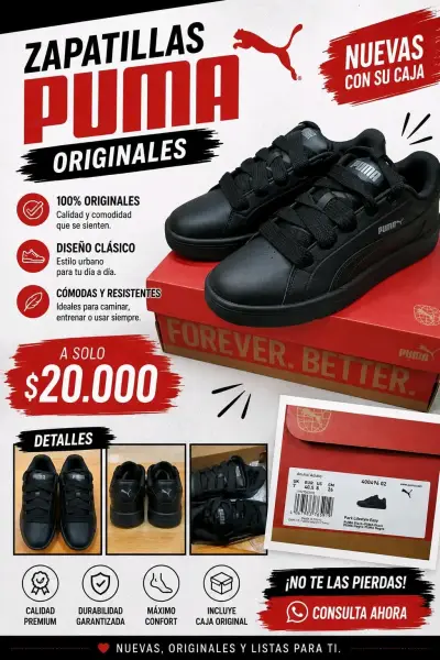 Zapatillas Puma negras originales nuevas - miniatura 1