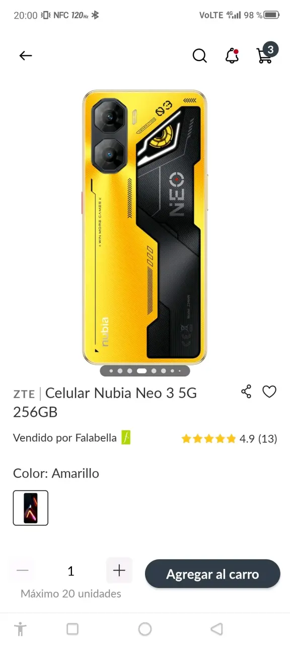 ZTE Nubia Neo 3 5G 256GB Amarillo - 1