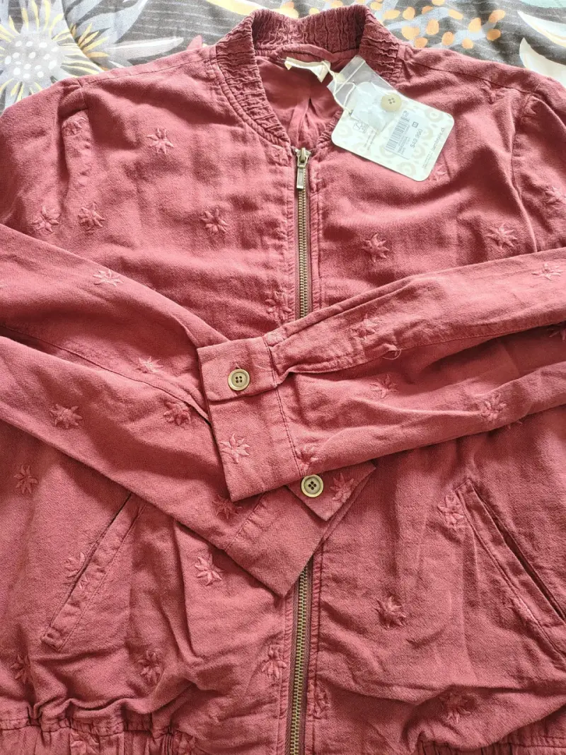 Chaqueta bordada color burdeo Umbrale - 3