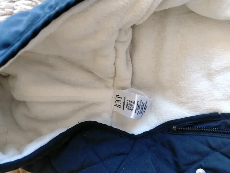 Enterito acolchado azul para bebé con capucha - 4