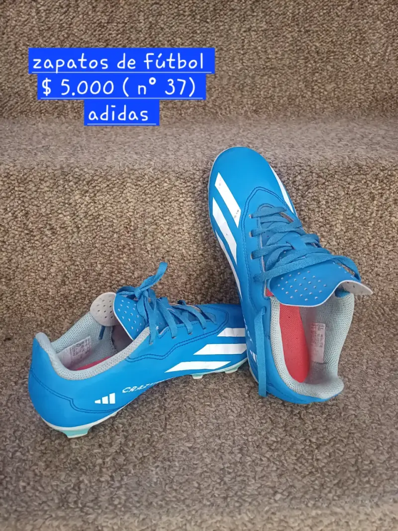 Zapatos de fútbol Adidas azules talla 37 - 1