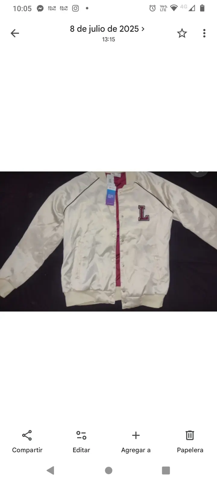 Chaqueta bomber beige con detalle bordado - 1