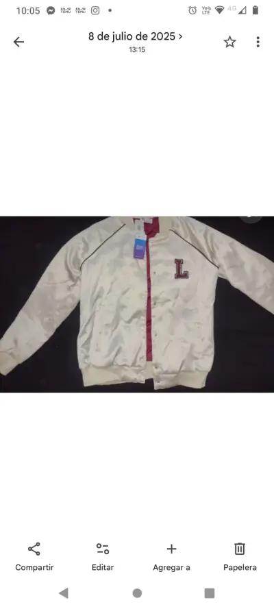 Chaqueta bomber beige con detalle bordado - miniatura 1