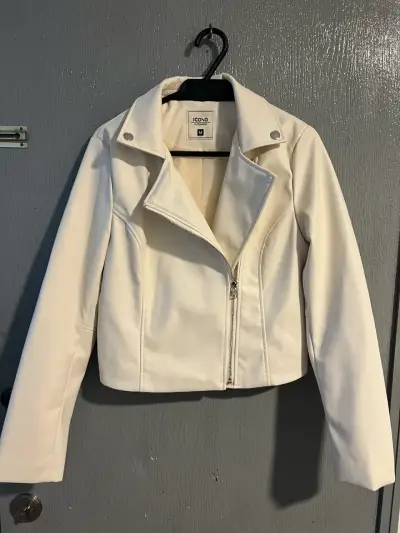 Chaqueta de cuero sintético marfil mujer - miniatura 1