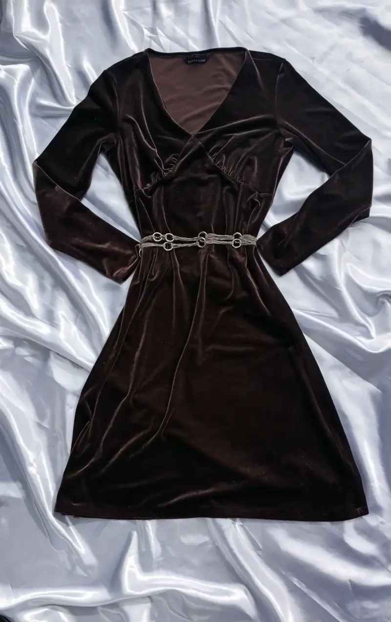 Vestido de terciopelo marrón - 2