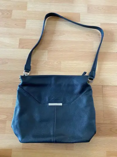 Bolso de cuero negro Longchamp - miniatura 1