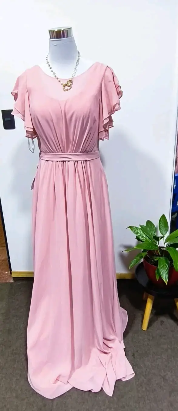 Vestido largo elegante rojo con tirantes - 2