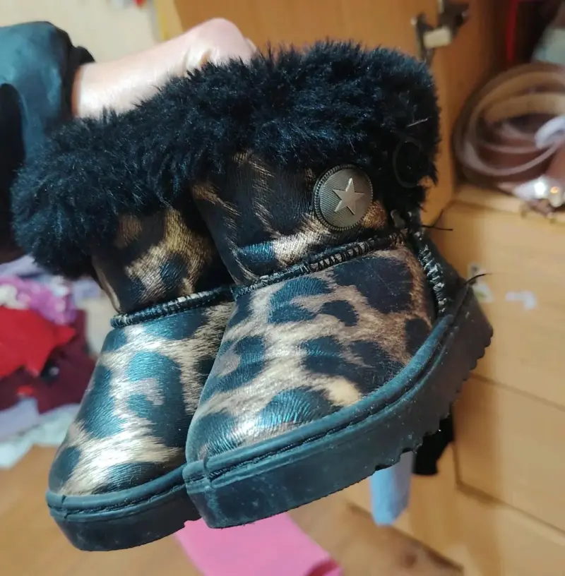 Botines de Leopardo para Niña con Forro de Peluche - 1