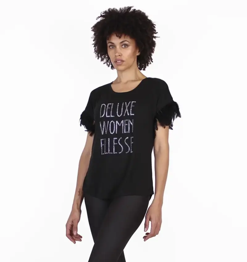 Polera Negra Ellesse Deluxe Women con Flecos - 2