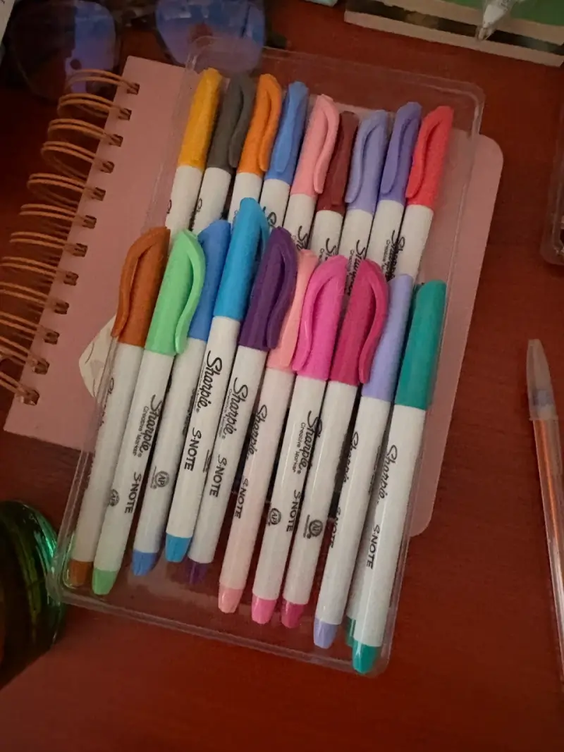 Estuche de Tela Rosa con Marcadores - 6