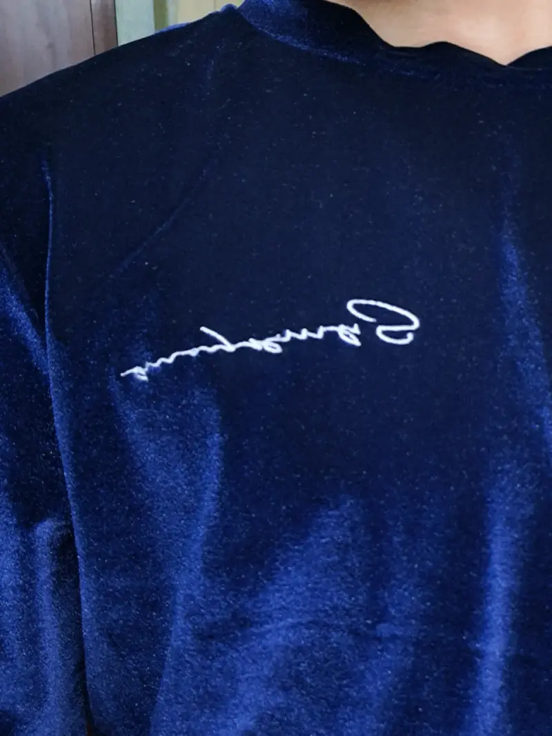 Polera de terciopelo azul para hombre - 4