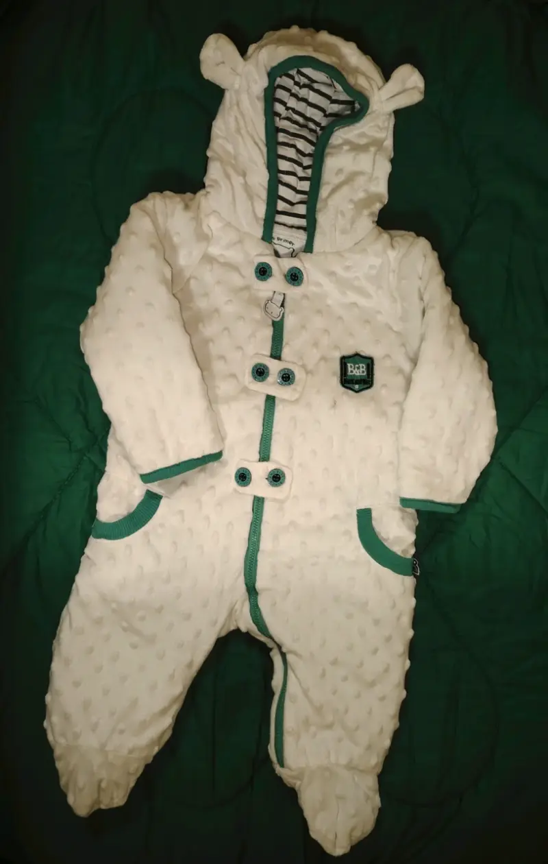 Enterito de bebé polar blanco con capucha - 1