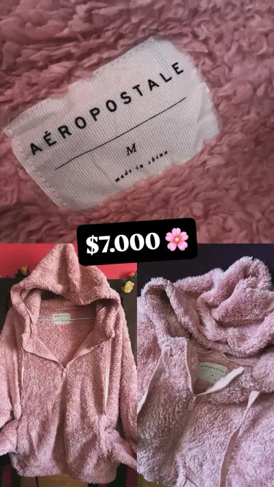 Polerón peludo rosado Aeropostale talla M - miniatura 1