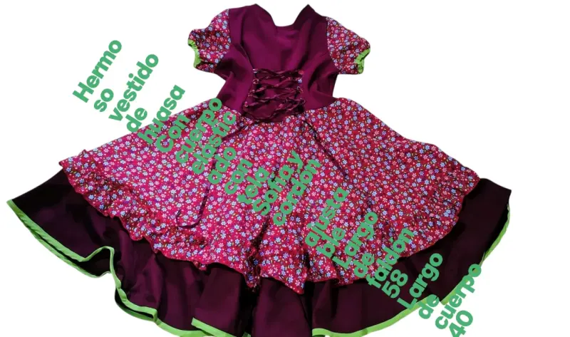 Vestido floreado para niña con detalles de lazo - 2