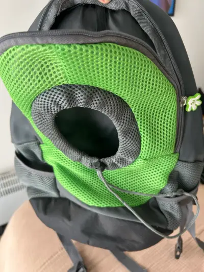 Mochila para mascotas con ventana de malla verde - miniatura 1