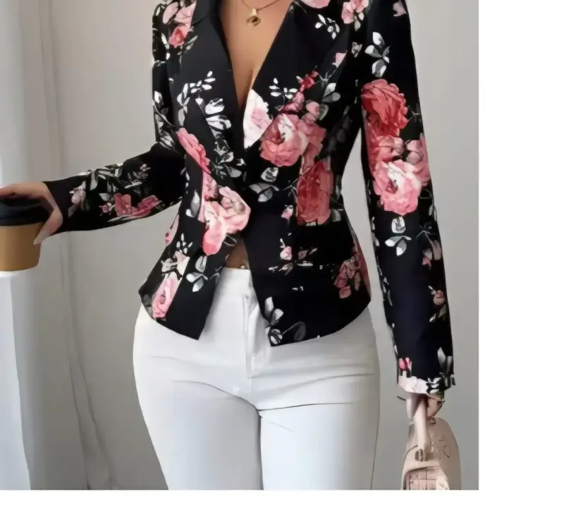 Blazer floral negro para mujer
