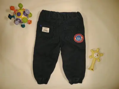 Pantalones de bebé azul oscuro con detalles naranjas - miniatura 2