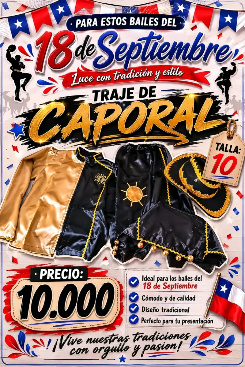 Traje de Caporal para Fiestas Patrias Talla 10