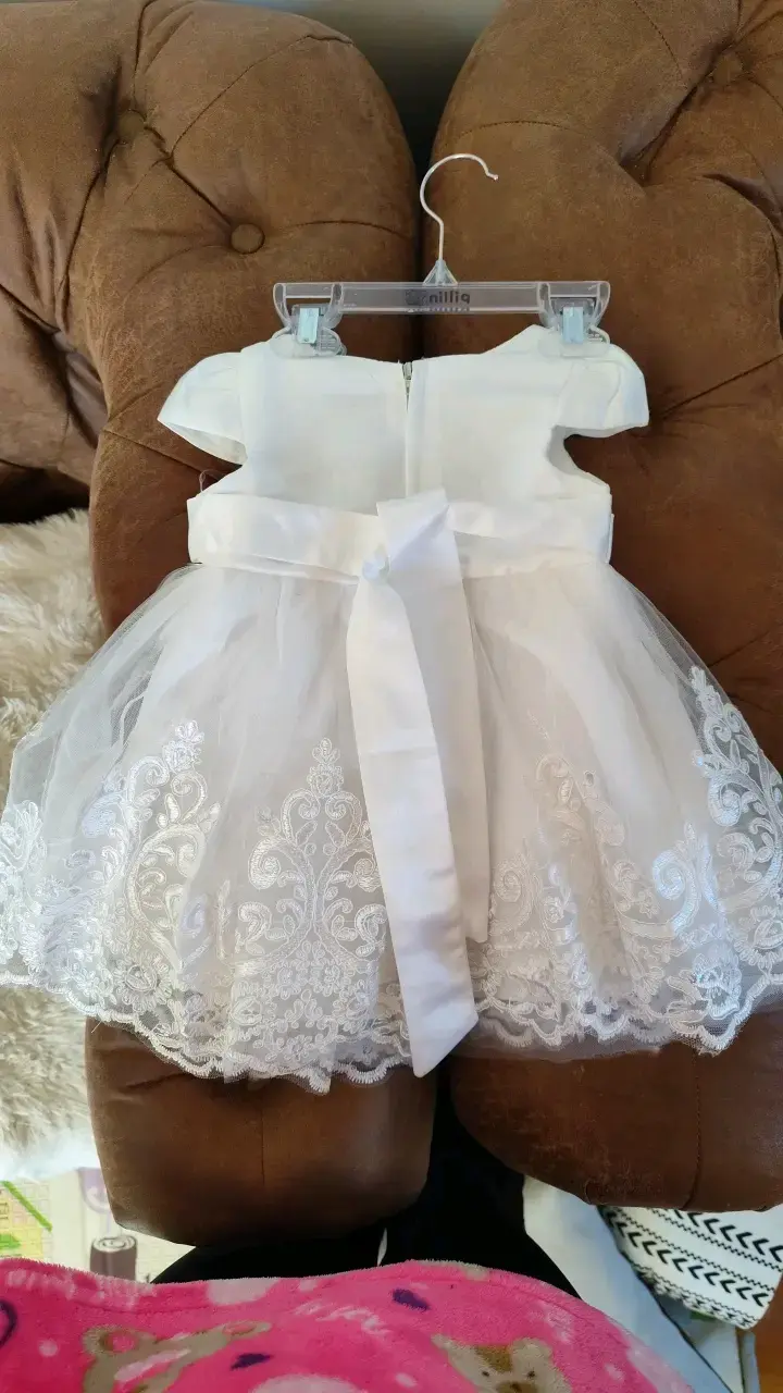 Vestido de fiesta blanco para niña con lazo - 2
