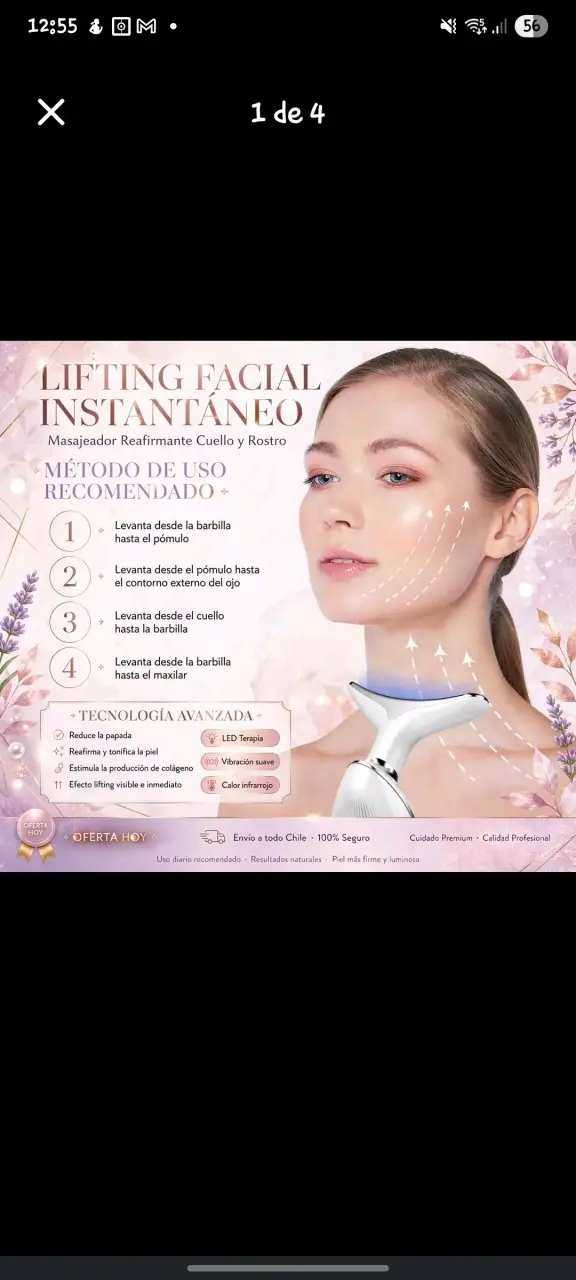 Masajeador Reafirmante Facial y Cuello LED