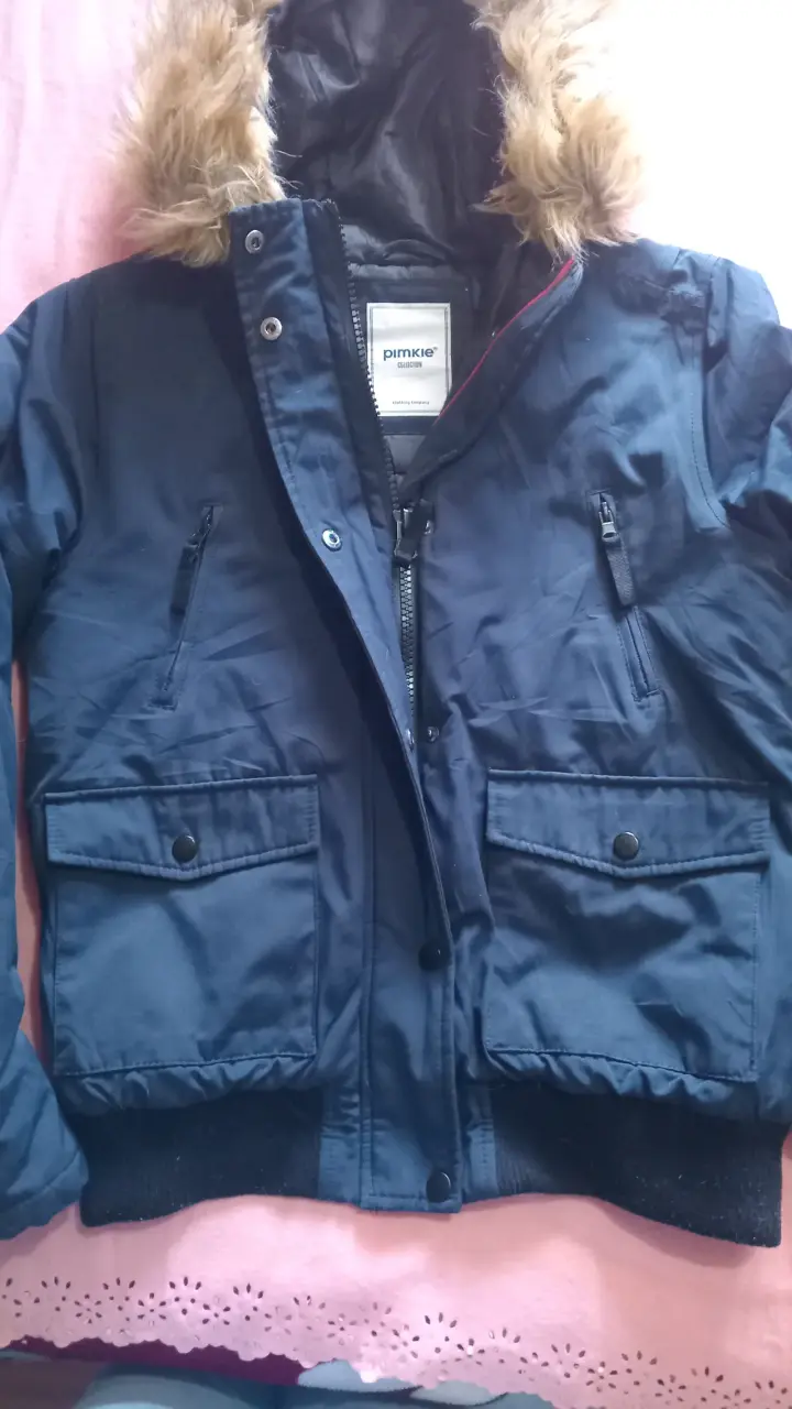 Chaqueta azul con capucha de piel sintética Pimkie - 3