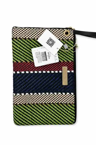 Cartera de mano tejida multicolor con diseño moderno - miniatura 2