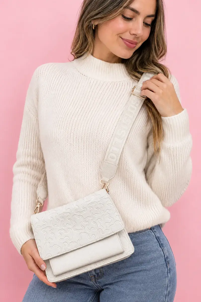 Bolso cruzado blanco con diseño grabado - 3