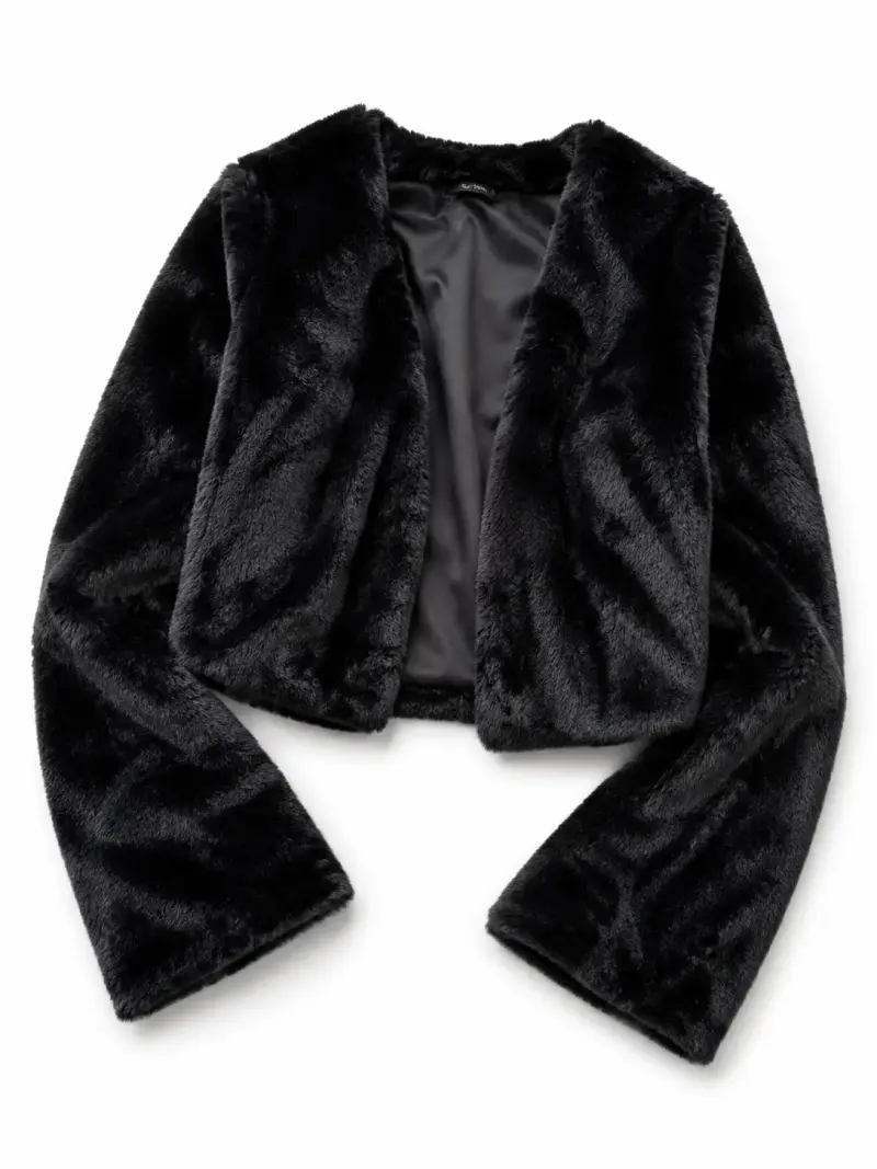 Chaqueta de piel sintética negra para mujer - 2