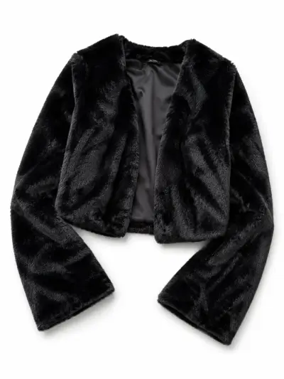 Chaqueta de piel sintética negra para mujer - miniatura 2
