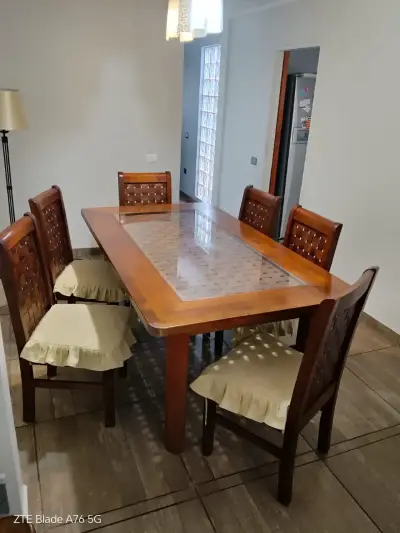 Juego de comedor de madera con 6 sillas - miniatura 3