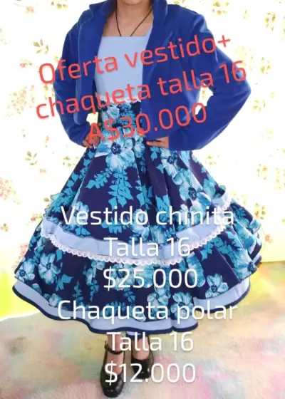 Vestido de chinita floral con detalles en morado - miniatura 2