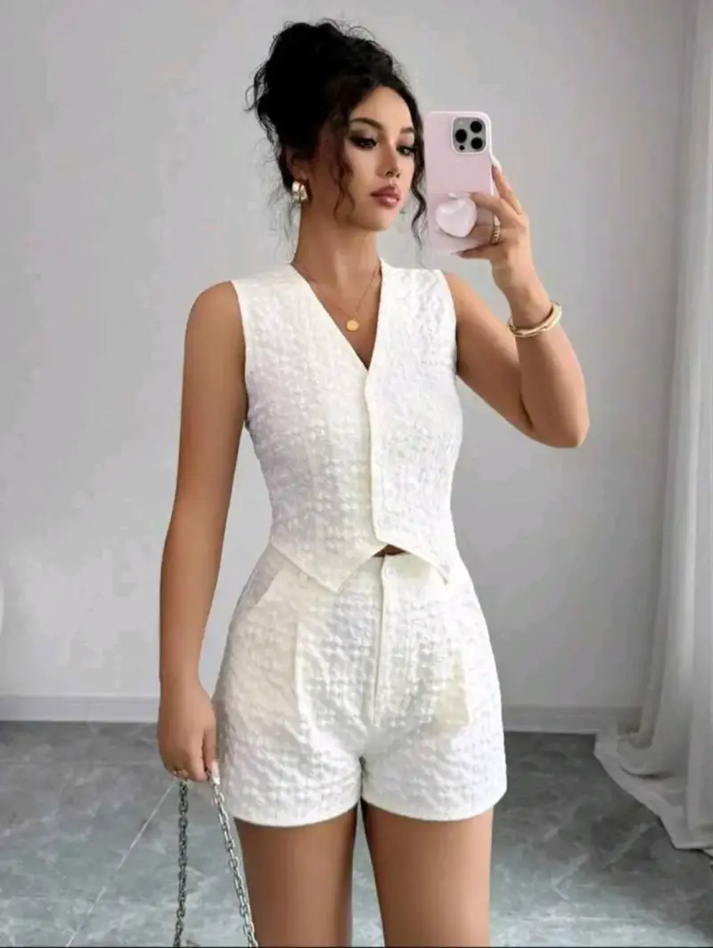 Conjunto de verano blanco para mujer - 1